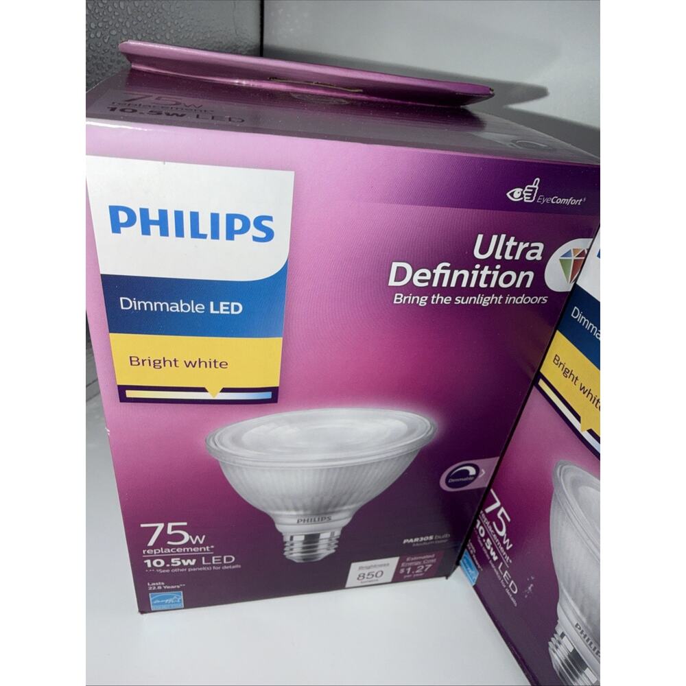 PHILIPS LED 75W PAR30 2-Pack Ultra Definition Bright White(3000K) 850 Lumen 2set
